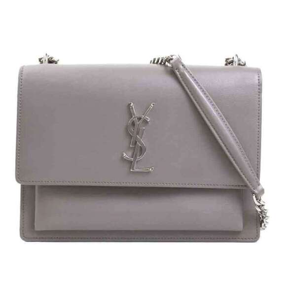 SAINT LAURENT Gray Leather Shoulder Bag - Picture 1 of 5